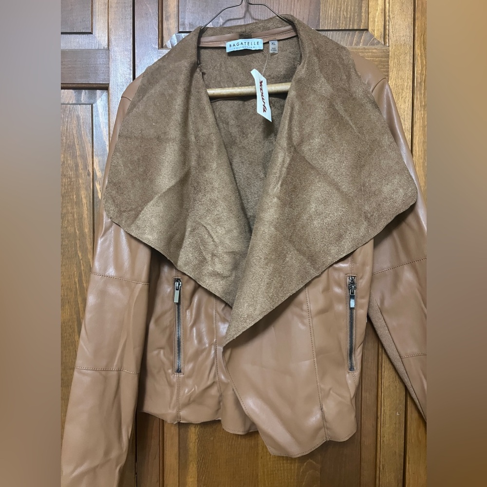 Faux leather blazer